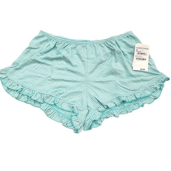 New Nordstrom’s B.P. Teal Angel Striped Ruffled Pajama Shorts  XS - Picture 7 of 8